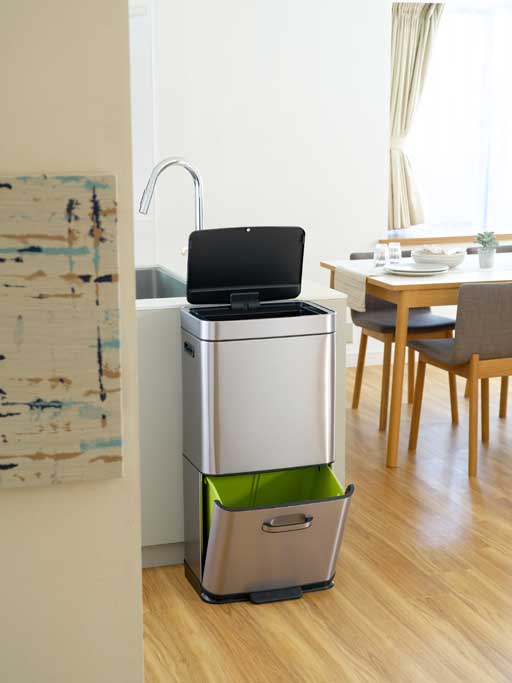 HIMARAYA SENSOR BIN ヒマラヤ センサービン センサー式 自動開閉 ゴミ箱 2段式 上段 センサー式(35L)/下段ペダル式(25L)シルバー<ラッピング対象外>