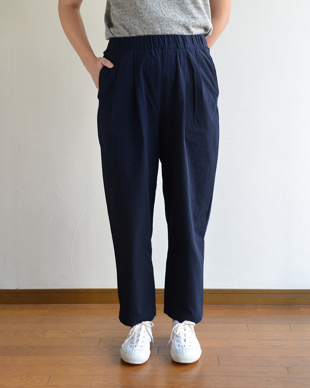 天衣無縫 コットンワッシャー イージーパンツ テーパード《 M~L 》ベージュ/ネイビー 日本製