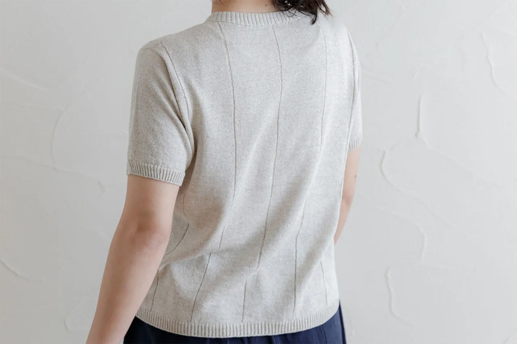 天衣無縫 自然のいろ 綿麻ショートスリーブ《 M~L 》生成り/ブラウン 日本製