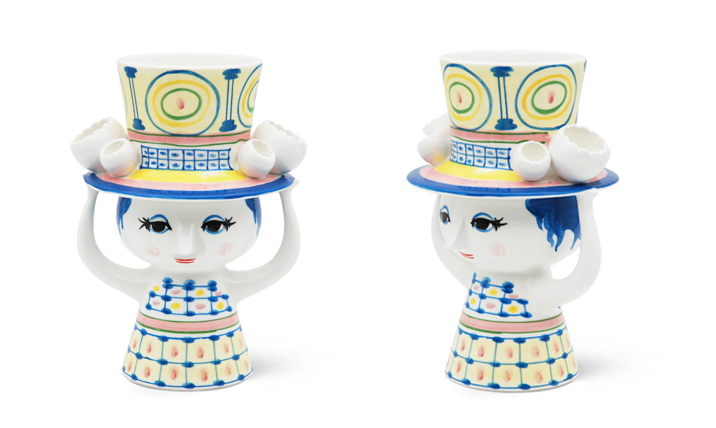 BJØRN WIINBLAD(ビヨン・ヴィンブラッド)LADY WITH HAT(レディ ウィズ ハット) フラワーベース ブルー H20.5cm