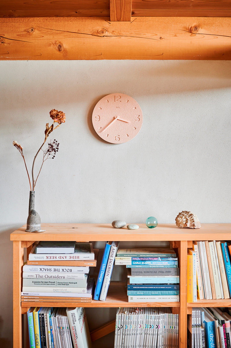 Lemnos 珪藻土の時計(掻き落とし) ピンク 掛け時計 NY21-03 PK