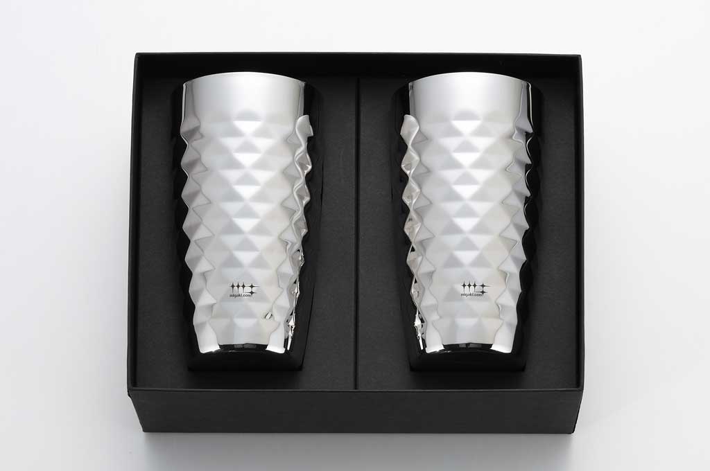 磨き屋シンジケート 2重ビアタンブラー ダイヤモンドカット仕上げ 370mL【2個入り】ステンレス製 日本製