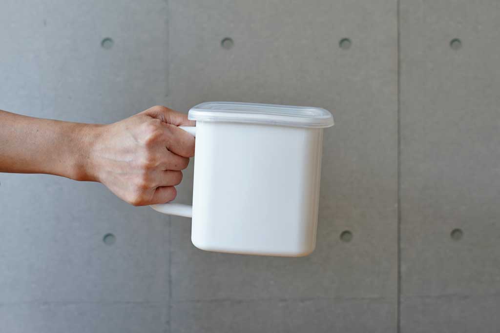 野田琺瑯 White Series 持ち手付 ストッカー《 角型 L 》 シール蓋付 日本製