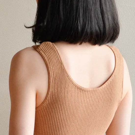 天衣無縫 オーガニックコットンでつくった リブカップ付きタンクトップ《 フリーサイズ 》全4色 日本製