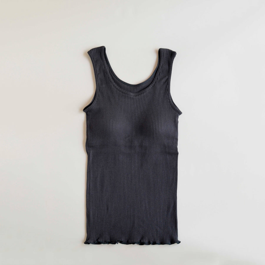 【 数量限定＊限定カラー 】天衣無縫 オーガニックコットンでつくった リブカップ付きタンクトップ《 フリーサイズ 》全2色 日本製【 チャコール4月下旬から5月入荷予定 】