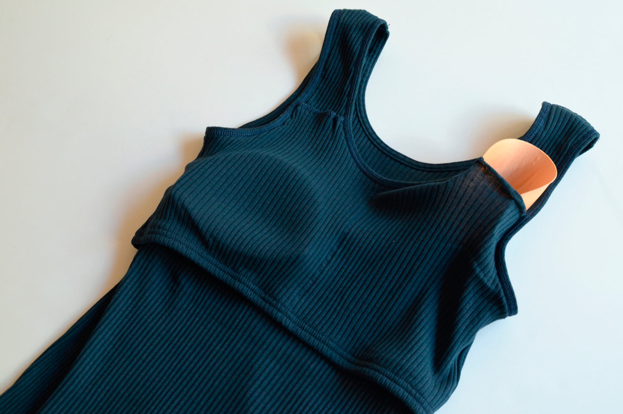 【 数量限定＊限定カラー 】天衣無縫 オーガニックコットンでつくった リブカップ付きタンクトップ《 フリーサイズ 》全2色 日本製【 チャコール4月下旬から5月入荷予定 】