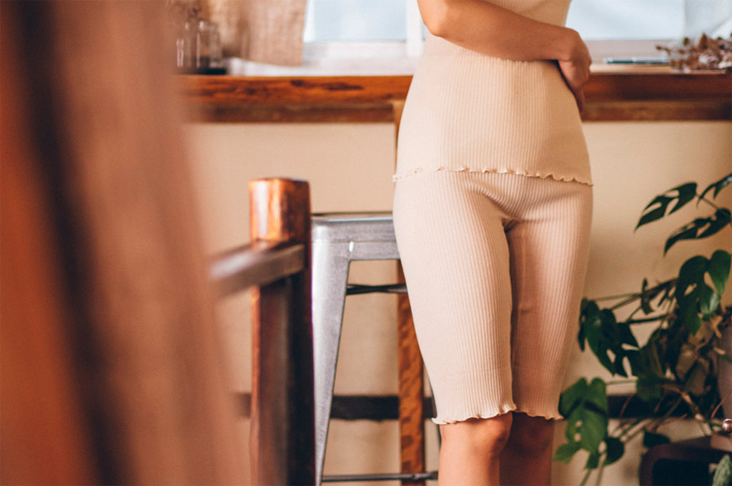 天衣無縫 オーガニックコットンでつくった リブ５分丈 パンツ 《 フリーサイズ 》全4色 日本製