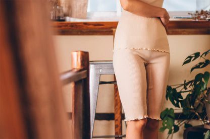 天衣無縫 オーガニックコットンでつくった リブ５分丈 パンツ 《 フリーサイズ 》全4色 日本製