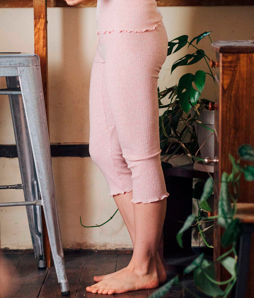 天衣無縫 オーガニックコットンでつくった リブ ひざ下パンツ 《 フリーサイズ 》全4色 日本製