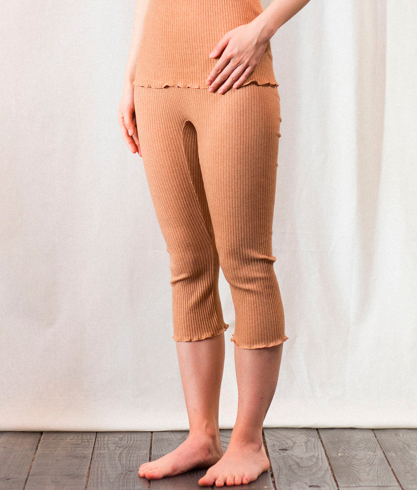 天衣無縫 オーガニックコットンでつくった リブ ひざ下パンツ 《 フリーサイズ 》全4色 日本製