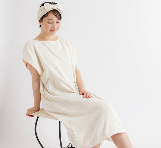 天衣無縫 スラブガーゼ ヘアバンド＆バスドレスセット オーガニックコットン100％ 日本製
