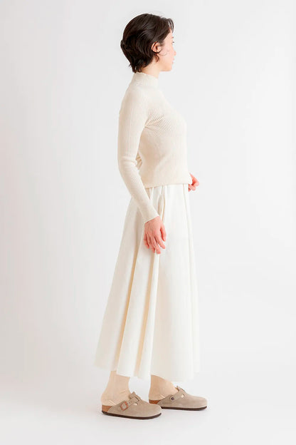 天衣無縫 シルクコットン 縫い目のないハイネック《 M～L 》生成り 日本製