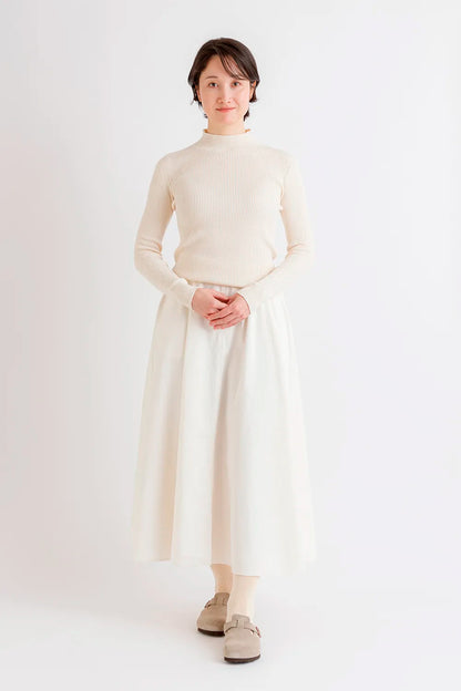 天衣無縫 シルクコットン 縫い目のないハイネック《 M～L 》生成り 日本製