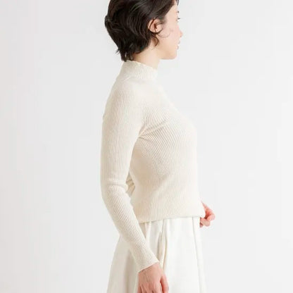 天衣無縫 シルクコットン 縫い目のないハイネック《 M～L 》生成り 日本製