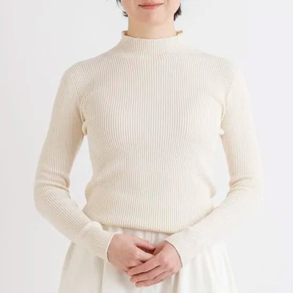 天衣無縫 シルクコットン 縫い目のないハイネック《 M～L 》生成り 日本製