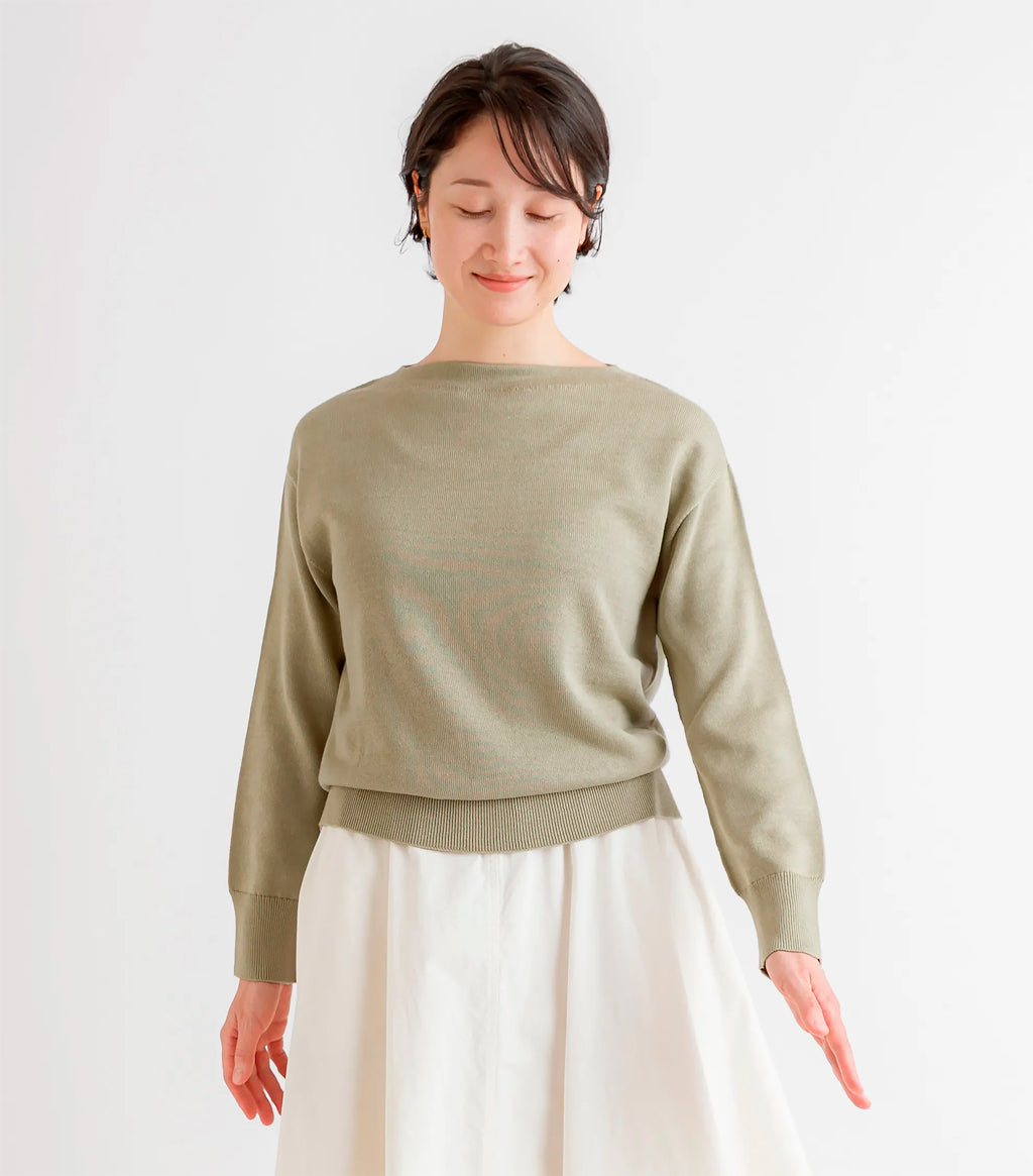 美品✨ビアズリー　ボートネック刺繍プルオーバー 天衣無縫 アルティメイトピマ ボートネックプルオーバー《 M～L 》生成