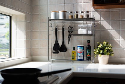 bws SELECTION ステンレス天板 キッチンラック シルバー/ホワイト日本製