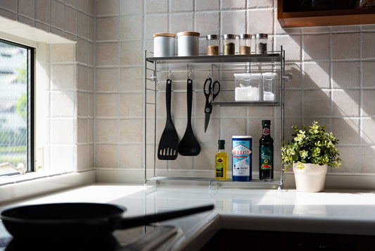 bws SELECTION ステンレス天板 キッチンラック シルバー/ホワイト日本製