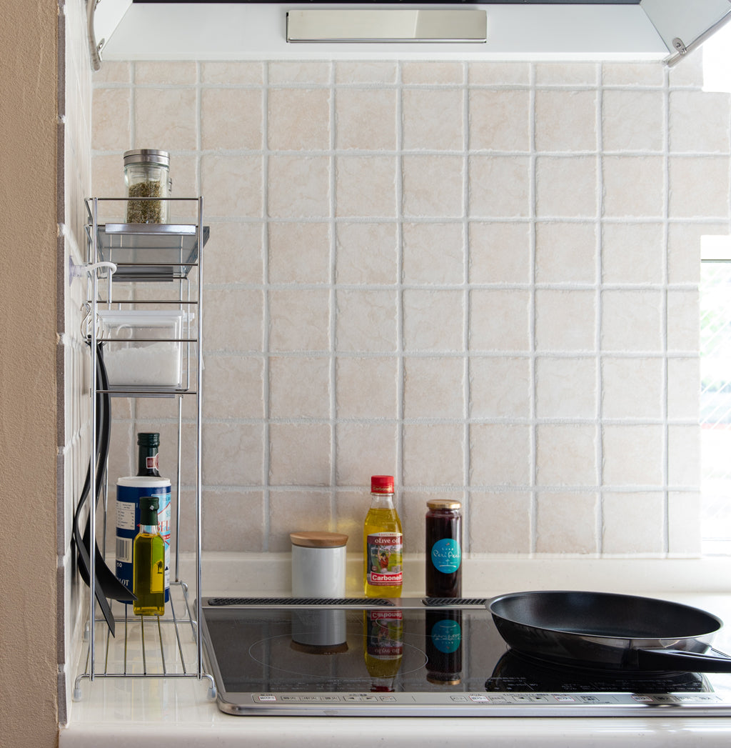 bws SELECTION ステンレス天板 キッチンラック シルバー/ホワイト日本製