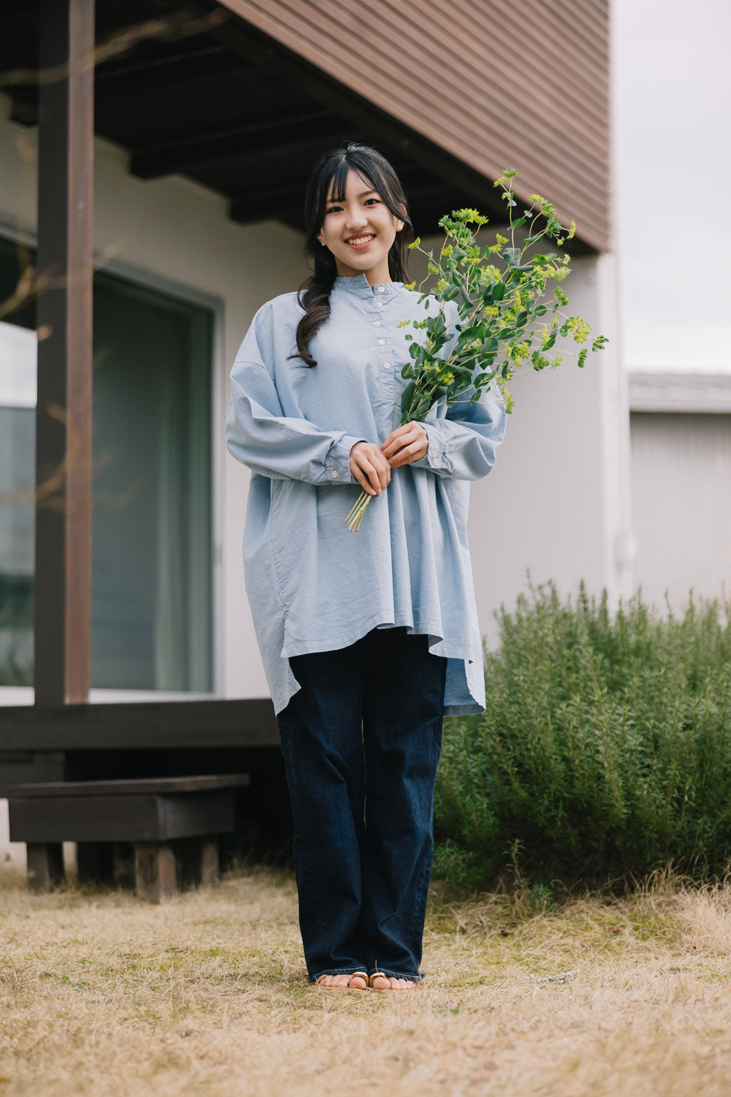 【ozzon】チュニック風イカ墨Tシャツ SUN VALLEY（サンバレー）オックス ヘンリーチュニック ＜Mサイズ トップス
