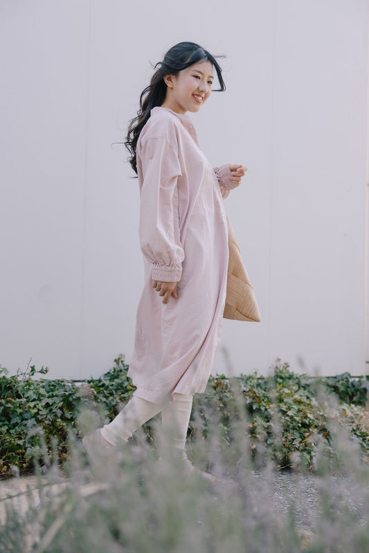 SUN VALLEY（サンバレー）オックス シャツワンピース ＜Mサイズ＞ ホワイト/パウダーピンク 日本製品染 SK2033268