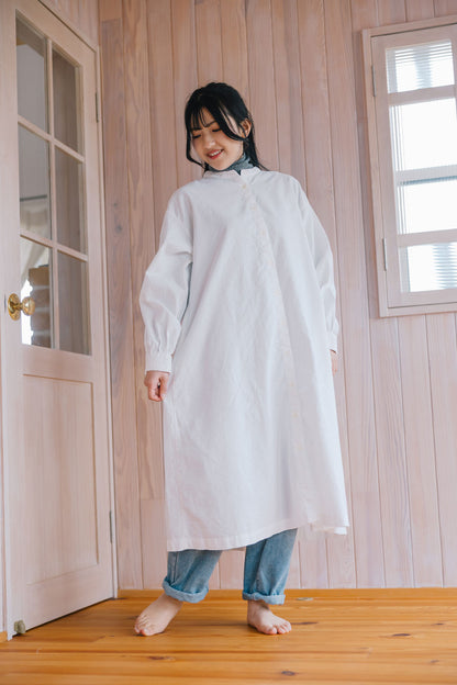 SUN VALLEY（サンバレー）オックス シャツワンピース ＜Mサイズ＞ ホワイト/パウダーピンク 日本製品染 SK2033268