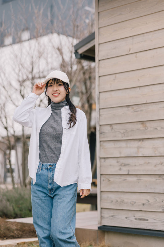 SUN VALLEY（サンバレー）オックス レギュラーカラーシャツ ＜Mサイズ / Lサイズ＞ ホワイト/ライトブルー 日本製品染 SKT001006