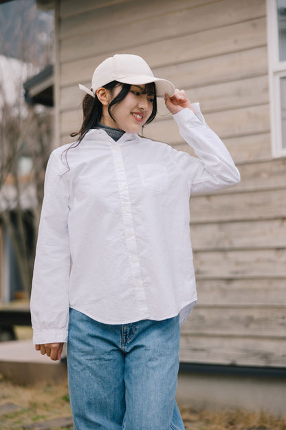 SUN VALLEY（サンバレー）オックス レギュラーカラーシャツ ＜Mサイズ / Lサイズ＞ ホワイト/ライトブルー 日本製品染 SKT001006