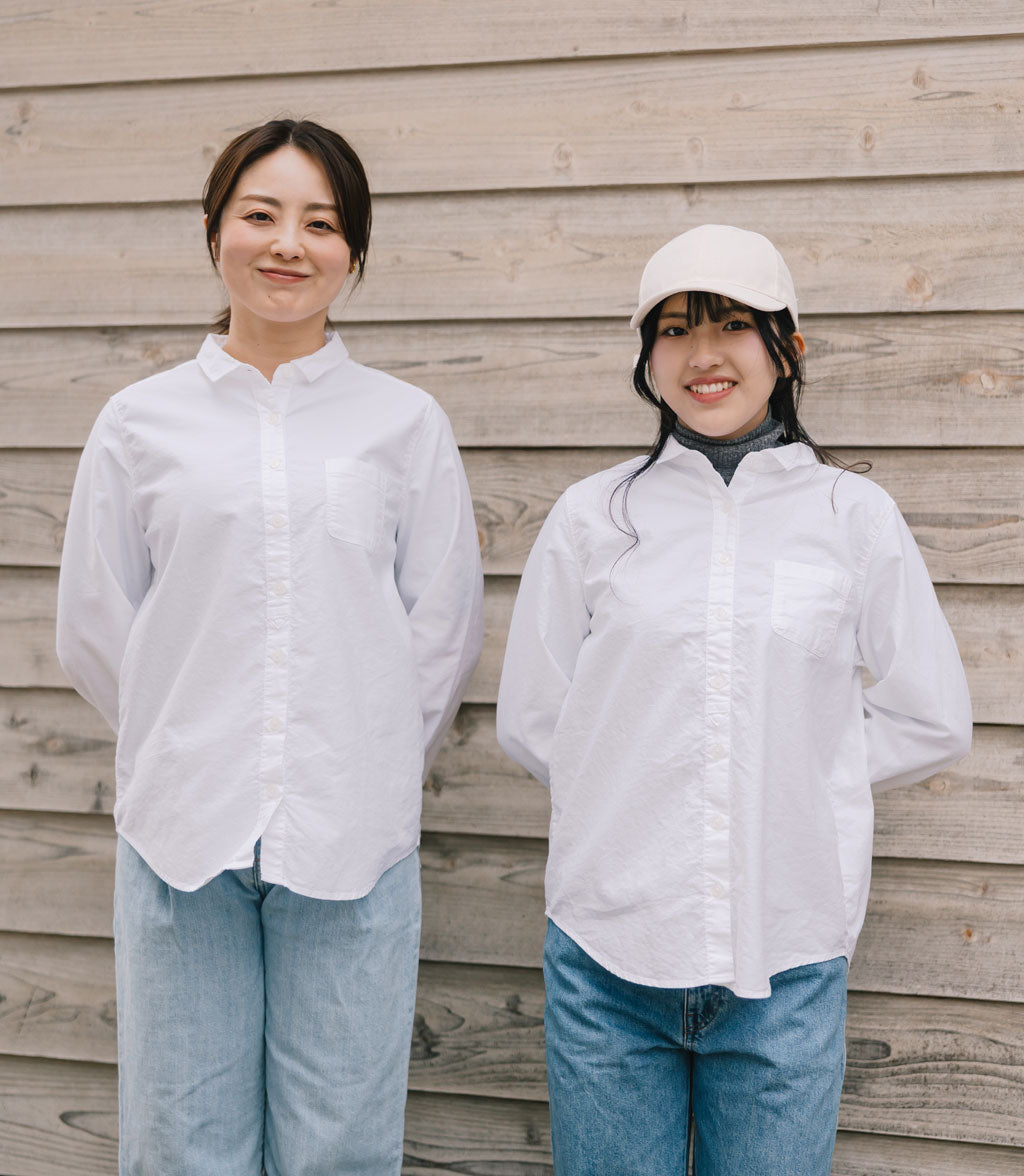 SUN VALLEY（サンバレー）オックス レギュラーカラーシャツ ＜Mサイズ / Lサイズ＞ ホワイト/ライトブルー 日本製品染 SKT001006