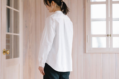 SUN VALLEY（サンバレー）オックス スタンドカラーシャツ ＜Mサイズ / Lサイズ＞ ホワイト/ネイビー 日本製品染 SKT005000