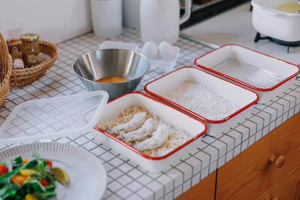 FUJIHORO（富士ホーロー）ホーロー揚げ物バット 5点セット