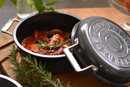 HAMON（波紋-はもん）鋳物鍋 琺瑯鍋 無水調理鍋 ガス火用/IH対応 21cm 全3色