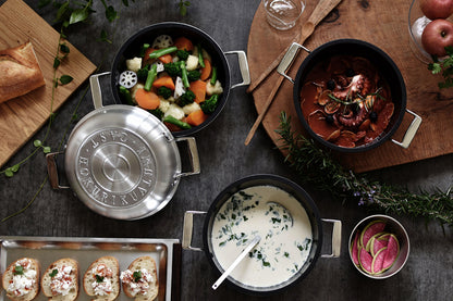 HAMON（波紋-はもん）鋳物鍋 琺瑯鍋 無水調理鍋 ガス火用/IH対応 21cm 全3色