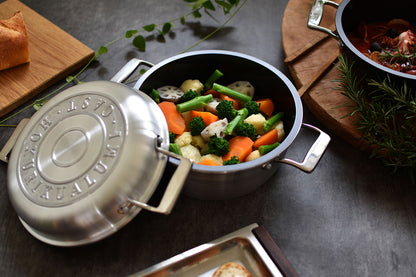 HAMON（波紋-はもん）鋳物鍋 琺瑯鍋 無水調理鍋 ガス火用/IH対応 21cm 全3色