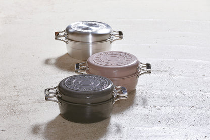 HAMON（波紋-はもん）鋳物鍋 琺瑯鍋 無水調理鍋 ガス火用/IH対応 21cm 全3色