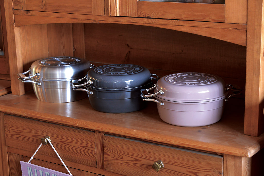 HAMON（波紋-はもん）鋳物鍋 琺瑯鍋 無水調理鍋 ガス火用/IH対応 21cm 全3色