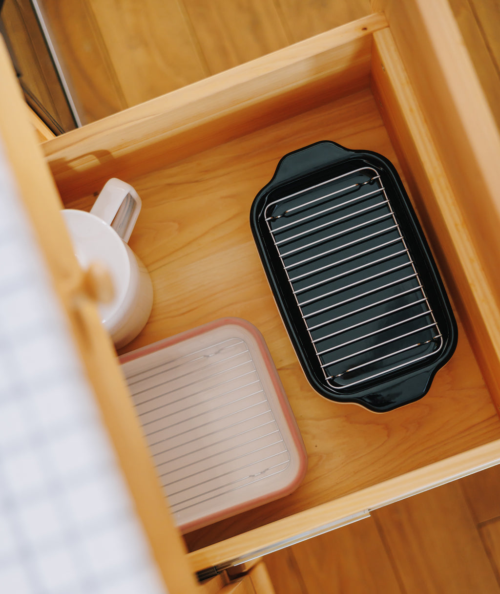 FUJIHORO（富士ホーロー）IH対応 角型天ぷら鍋 フライヤーバスケット付き ホワイト