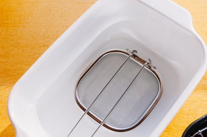 FUJIHORO（富士ホーロー）IH対応 角型天ぷら鍋ワイド フライヤーネット付き ホワイト