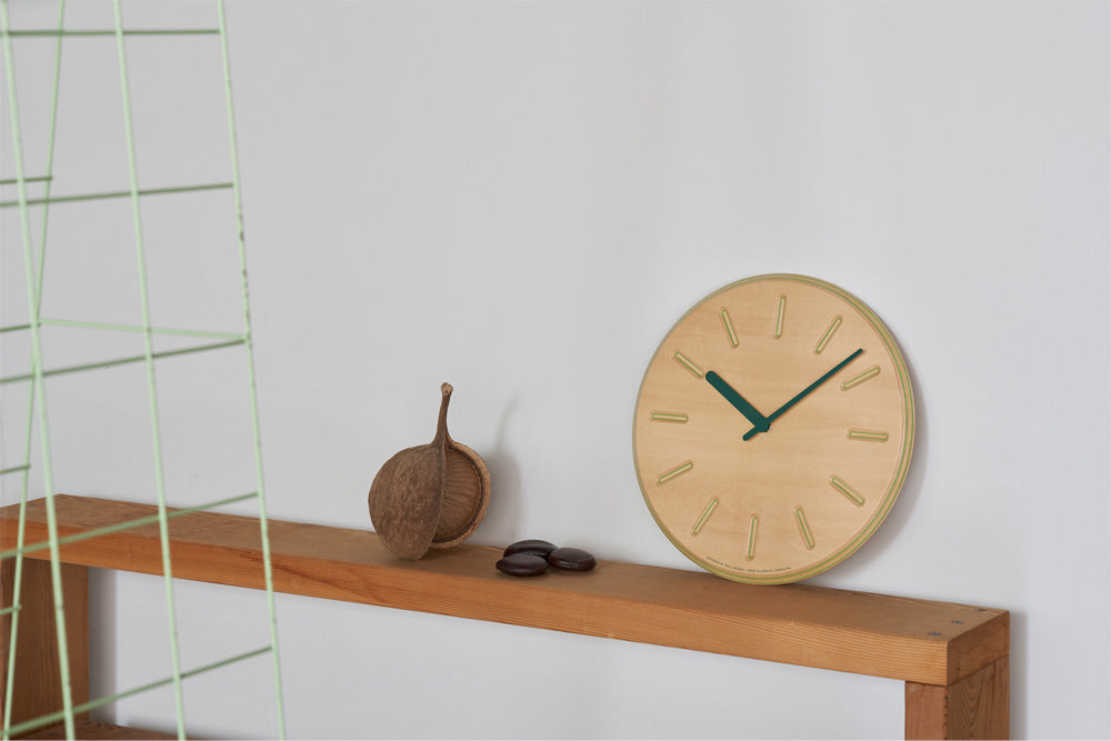 Lemnos Paper-Wood CLOCK（ペーパーウッド クロック）グリーン・line 掛け時計  DRL19-06 GN