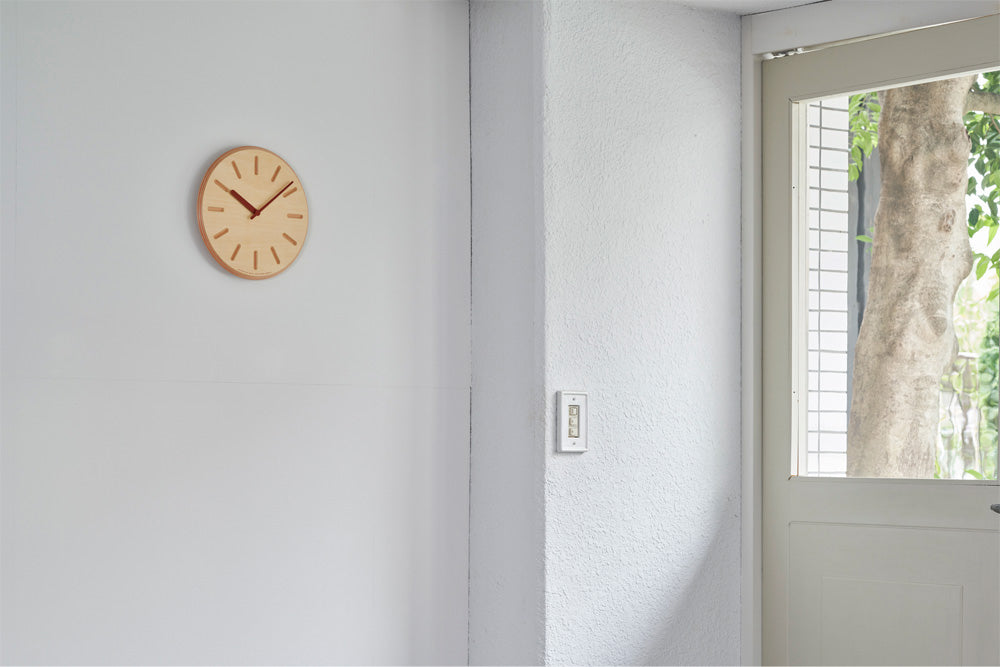 Lemnos Paper-Wood CLOCK（ペーパーウッド クロック）オレンジ・line 掛け時計  DRL19-06 OR