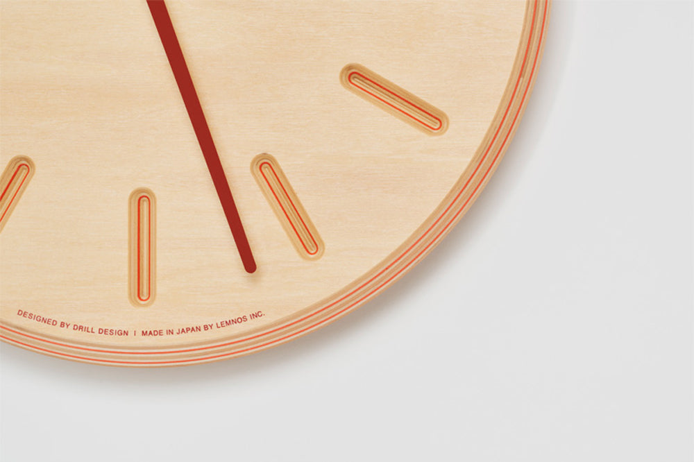 Lemnos Paper-Wood CLOCK（ペーパーウッド クロック）オレンジ・line 掛け時計  DRL19-06 OR