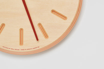 Lemnos Paper-Wood CLOCK（ペーパーウッド クロック）オレンジ・line 掛け時計  DRL19-06 OR