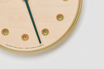Lemnos Paper-Wood CLOCK（ペーパーウッド クロック）グリーン・dot 掛け時計  DRL19-07 GN