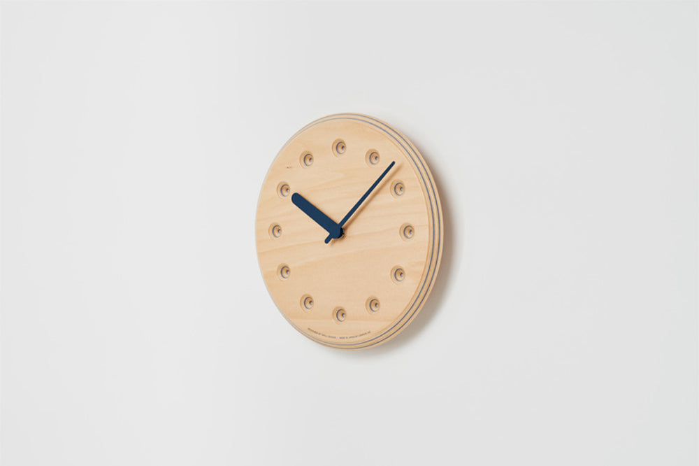 Lemnos Paper-Wood CLOCK（ペーパーウッド クロック）ネイビー・dot 掛け時計  DRL19-07 NV