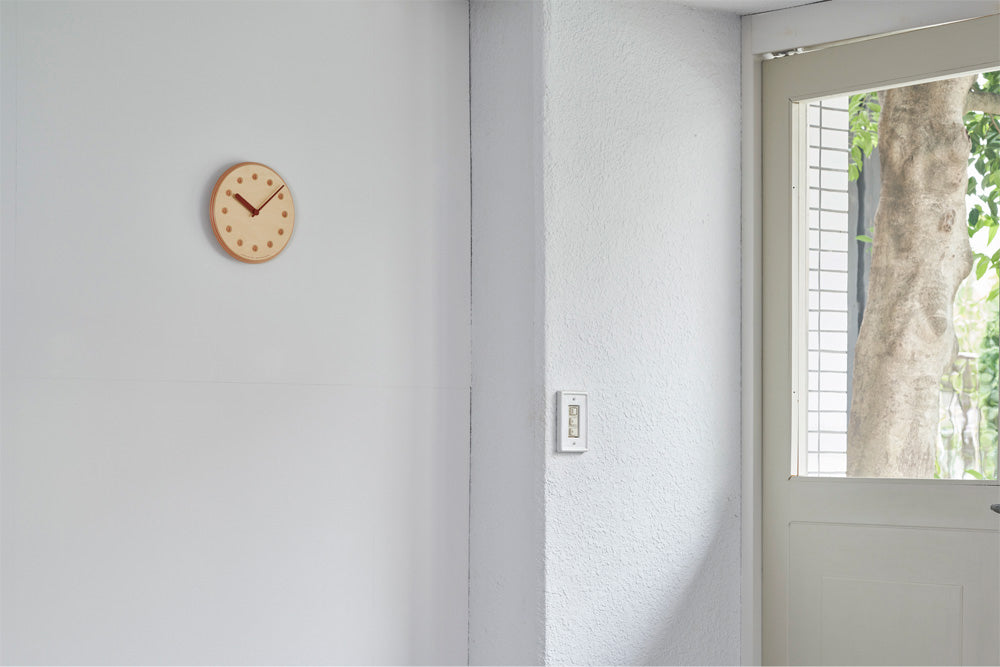 Lemnos Paper-Wood CLOCK（ペーパーウッド クロック）オレンジ・dot 掛け時計  DRL19-07 OR