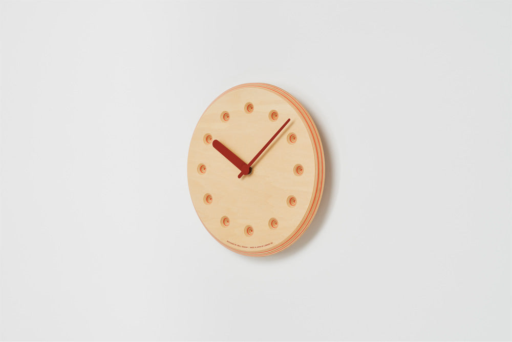 Lemnos Paper-Wood CLOCK（ペーパーウッド クロック）オレンジ・dot 掛け時計  DRL19-07 OR
