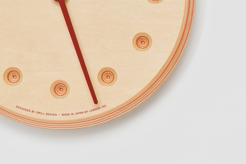 Lemnos Paper-Wood CLOCK（ペーパーウッド クロック）オレンジ・dot 掛け時計  DRL19-07 OR