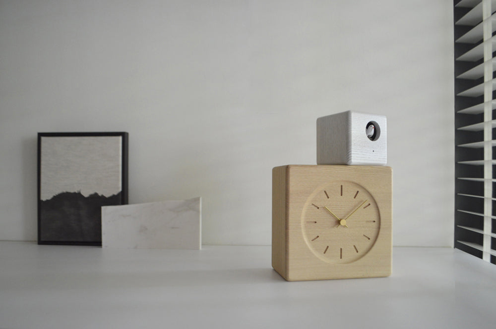 Lemnos Cubist Cuckoo Clock（キュビスト カッコークロック）ナチュラル＋ホワイト 置き時計  GTS19-04 A