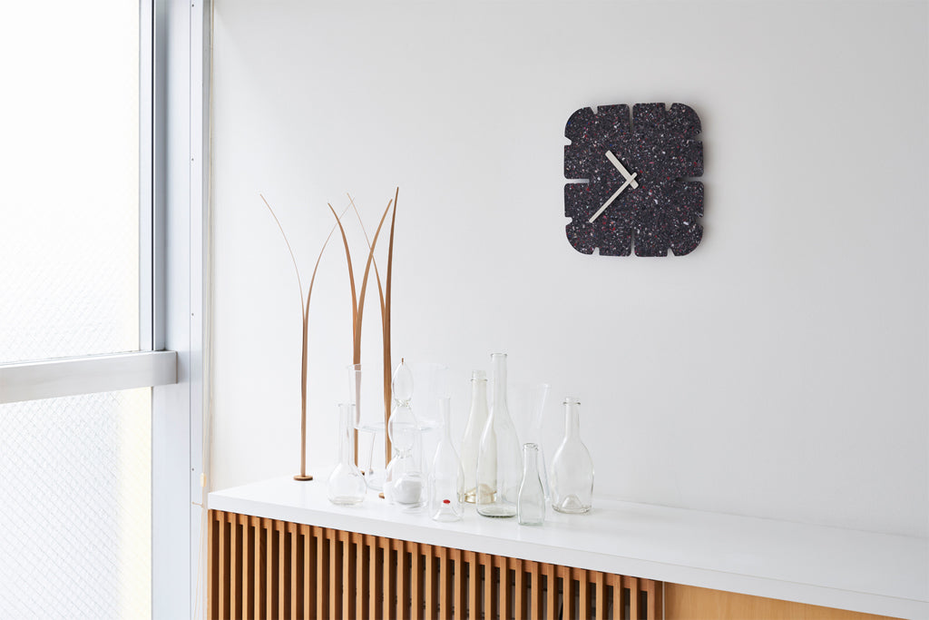 Lemnos PANECO CLOCK STONE（パネコ クロック ストーン）ミドル スリット四角 掛け時計  HIL22-11B MID