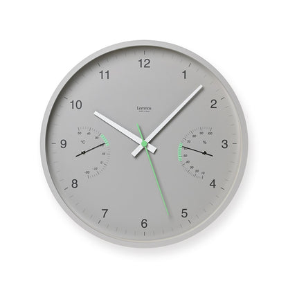 Lemnos BROTE（ブローテ）グレー 温湿度計付 壁掛け時計 LC24-05 GY